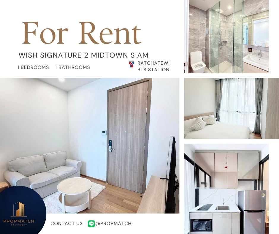 For RentCondoRatchathewi,Phayathai : 👉🏻Dont miss out on the best price!!👈🏻 Wish Signature II Midtown Siam (1 bedroom, 1 bathroom, 30 sq m.) Beautiful room, fully furnished!! Only 26,000 baht per month Tel.0981315848 @propmatch