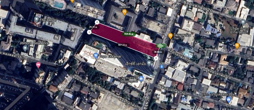 For SaleLandSukhumvit, Asoke, Thonglor : Land for sale in Ekkamai, next to the road, area 2-3-46 rai