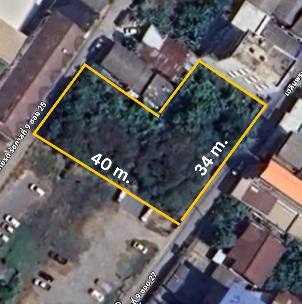 For RentLandLadkrabang, Suwannaphum Airport : For rent, 1 rai of land, filled in, Chaloem Prakiat Road, Rama 9, Soi 25 and 27, near the Yellow Line 1.4 km