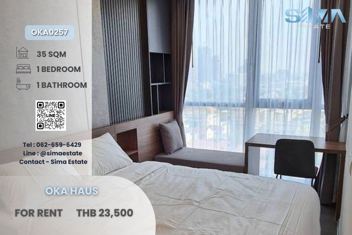 For RentCondoSukhumvit, Asoke, Thonglor : For rent ☁️Oka Haus Sukhumvit 36☁️Beautiful room, well decorated, with counter bar, negotiable price☀️