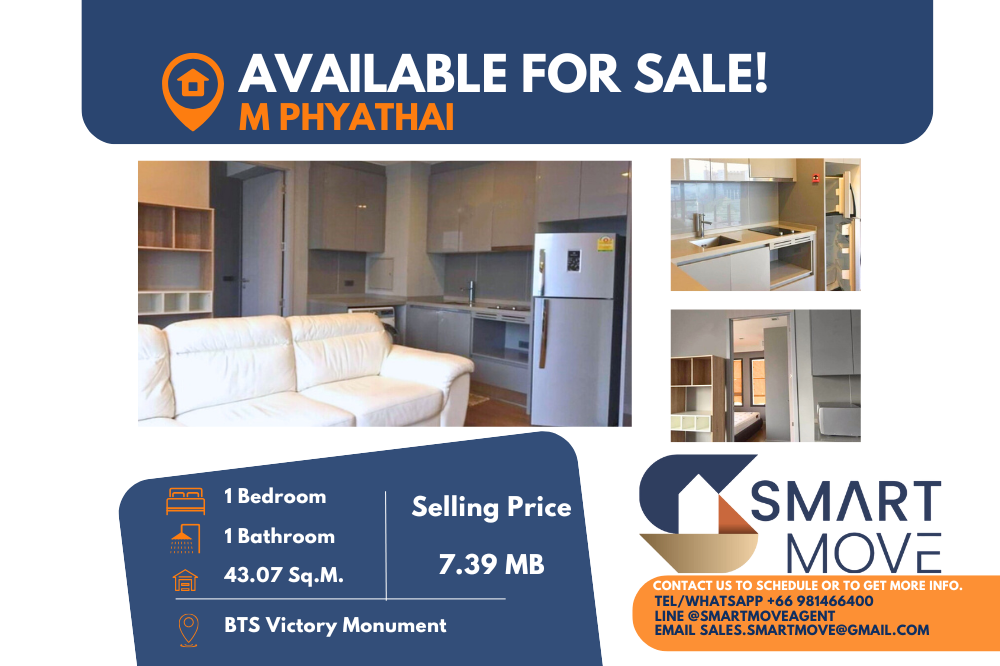 For SaleCondoRatchathewi,Phayathai : Code C20230108233....M Phayathai for Sale, 1 bedroom, 1 bathroom, high floor, furnished, ready to move in, Pet Friendly!!, Special Deal!!🔥🔥