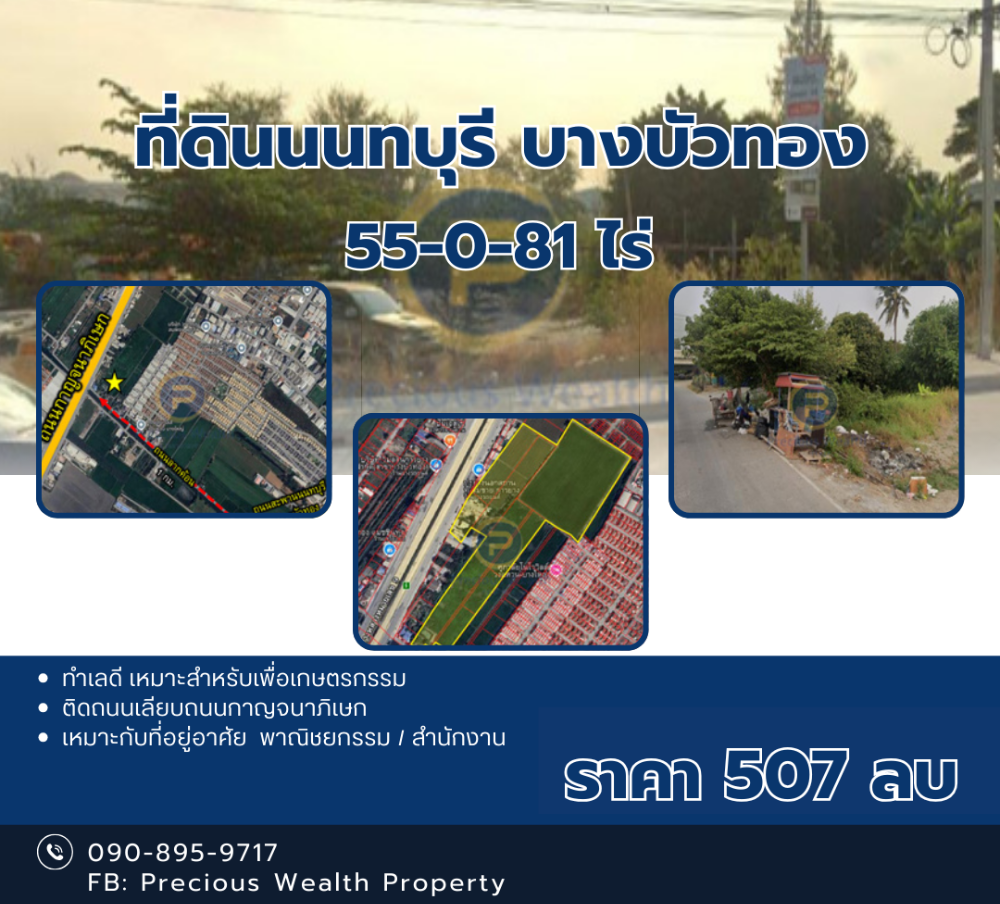 ขายที่ดินนนทบุรี บางใหญ่ บางบัวทอง : ขายที่ดินนนทบุรี บางบัวทอง ถนนกาญจนาภิเษก