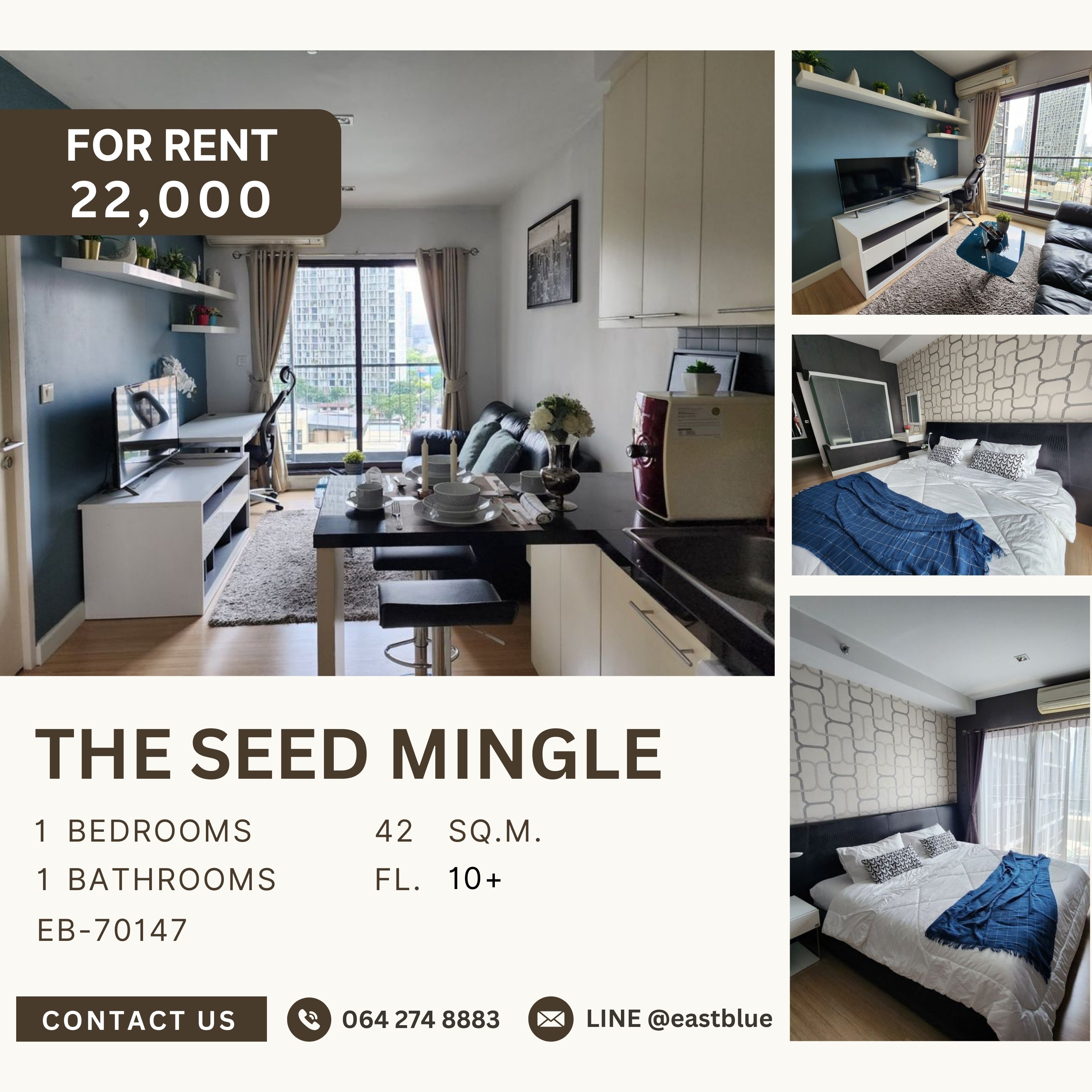 For RentCondoSathorn, Narathiwat : The Seed Mingle O, 1 bed, 22000 per month