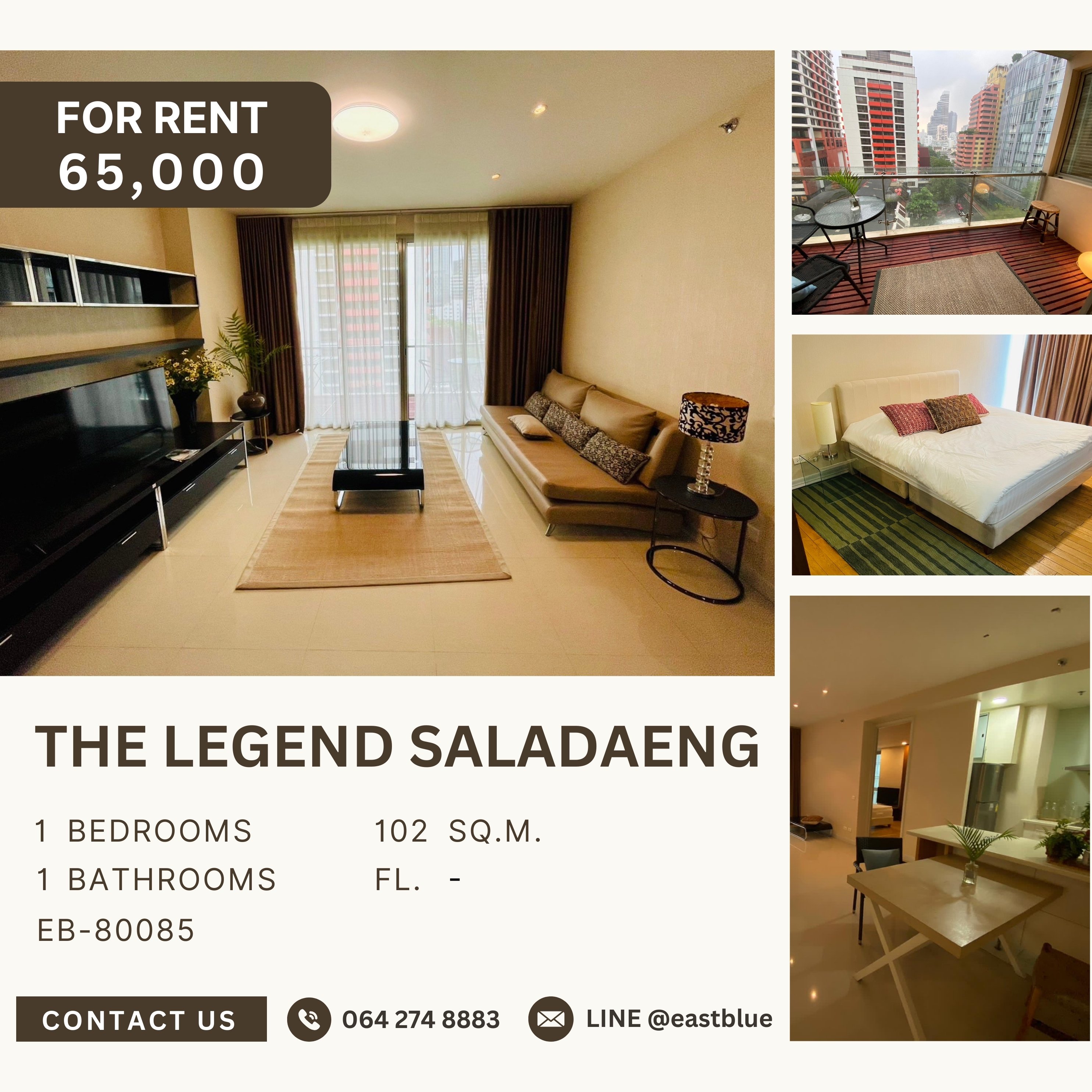 For RentCondoSilom, Saladaeng, Bangrak : The Legend Saladaeng, 1 bed, 65000 per month