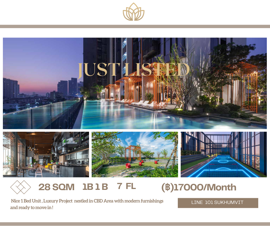 For RentCondoOnnut, Udomsuk : “Discover Line 101, a modern luxury project that seamlessly blends dynamic design with accessible urban living.“