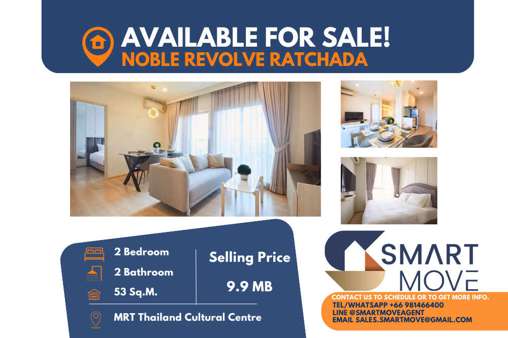 For SaleCondoRatchadapisek, Huaikwang, Suttisan : 🔥Sale with tenant !! 🔥Code C20240200969.......Noble Revolve Ratchada, 2 bedrooms, 2 bathrooms, North facing, city view, high floor 15+, furnished, Special Deal!!💥