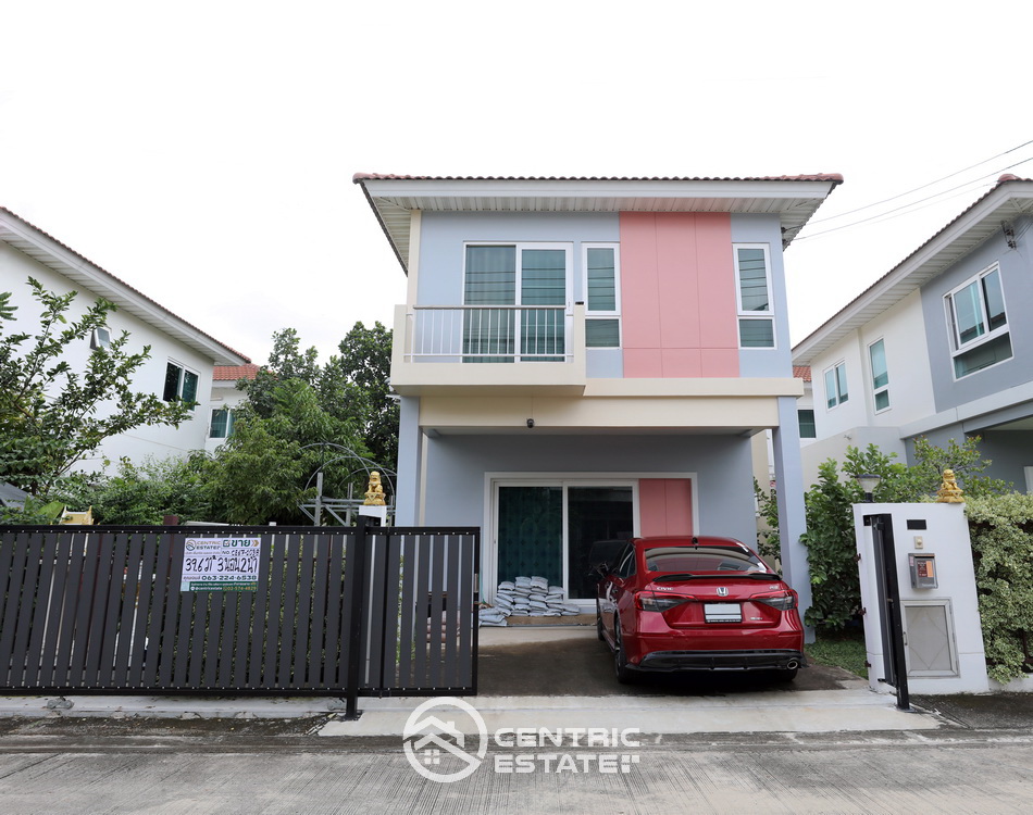 For SaleHousePathum Thani,Rangsit, Thammasat : For sale: 2-storey twin house, area 39.6 square wah, beautiful house, ready to move in, Supalai Ville Village, Wongwaen-Lam Luk Ka, Khlong 5, Pathum Thani