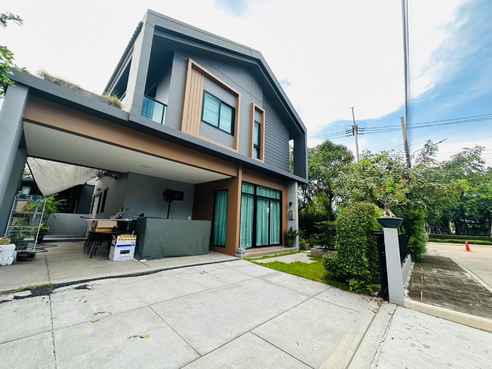 For RentHousePathum Thani,Rangsit, Thammasat : For rent: Kanasiri Ratchaphruek 346, 2-storey detached house, corner house, area 63 sq w., fully furnished, ready to move in, beginning of project, near common area