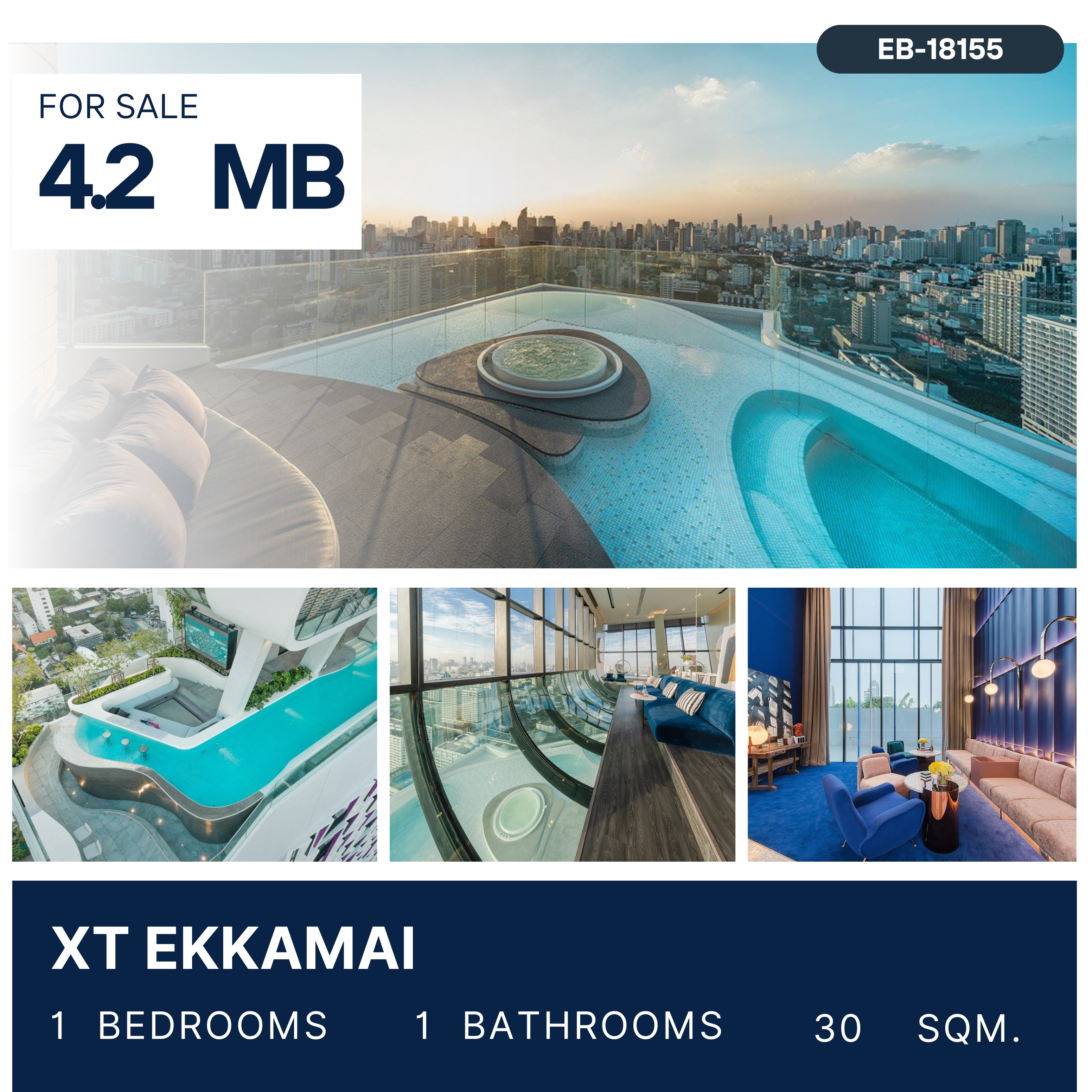 For SaleCondoSukhumvit, Asoke, Thonglor : XT Ekkamai 1 Bedroom ขายพร้อมผู้เช่า 4.2 MB.