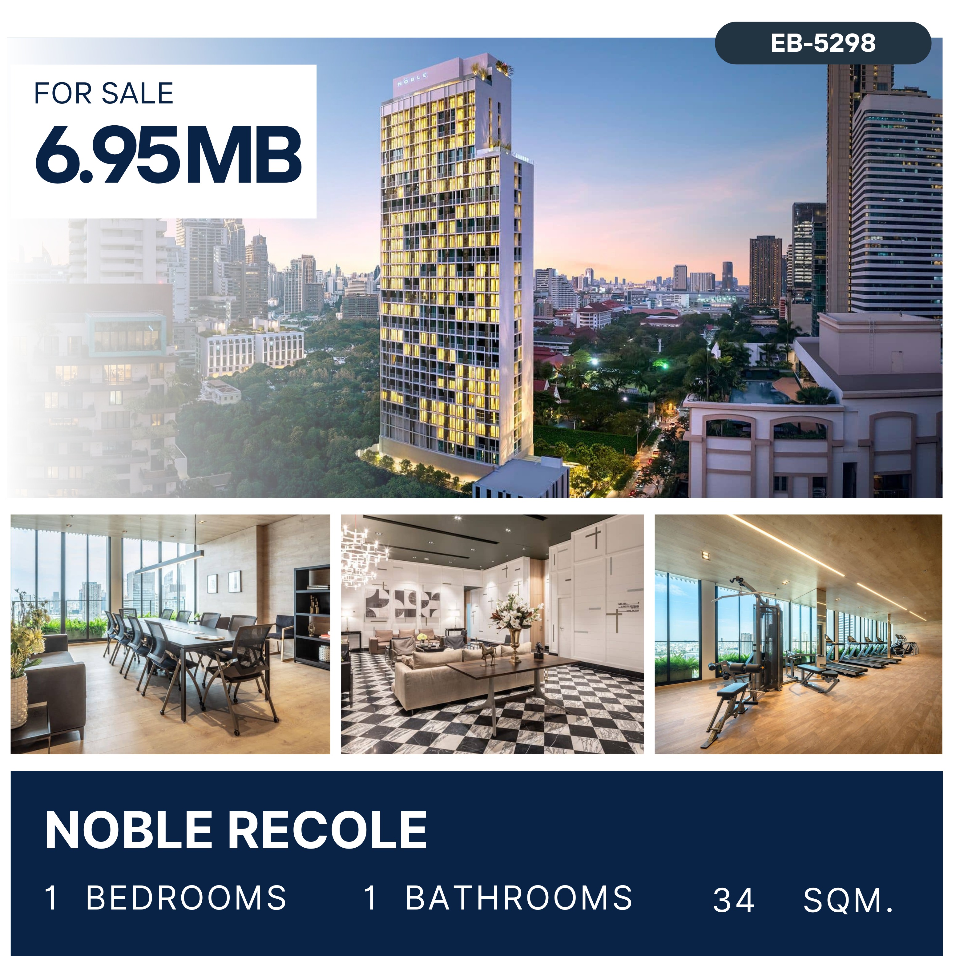 For SaleCondoSukhumvit, Asoke, Thonglor : Noble Recole 1 Bedroom Facing North 6.95 MB.