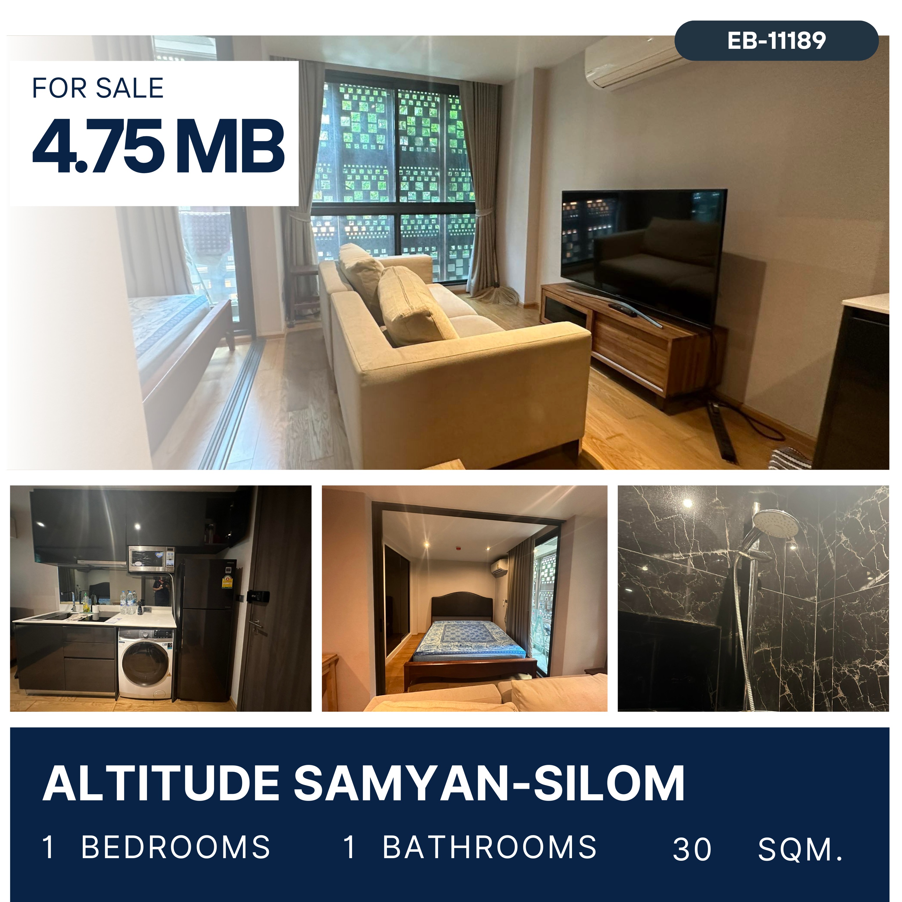 ขายคอนโดสยาม จุฬา สามย่าน : Altitude Samyan-Silom 1 Bedroom Fully Furnished 4.75 MB.