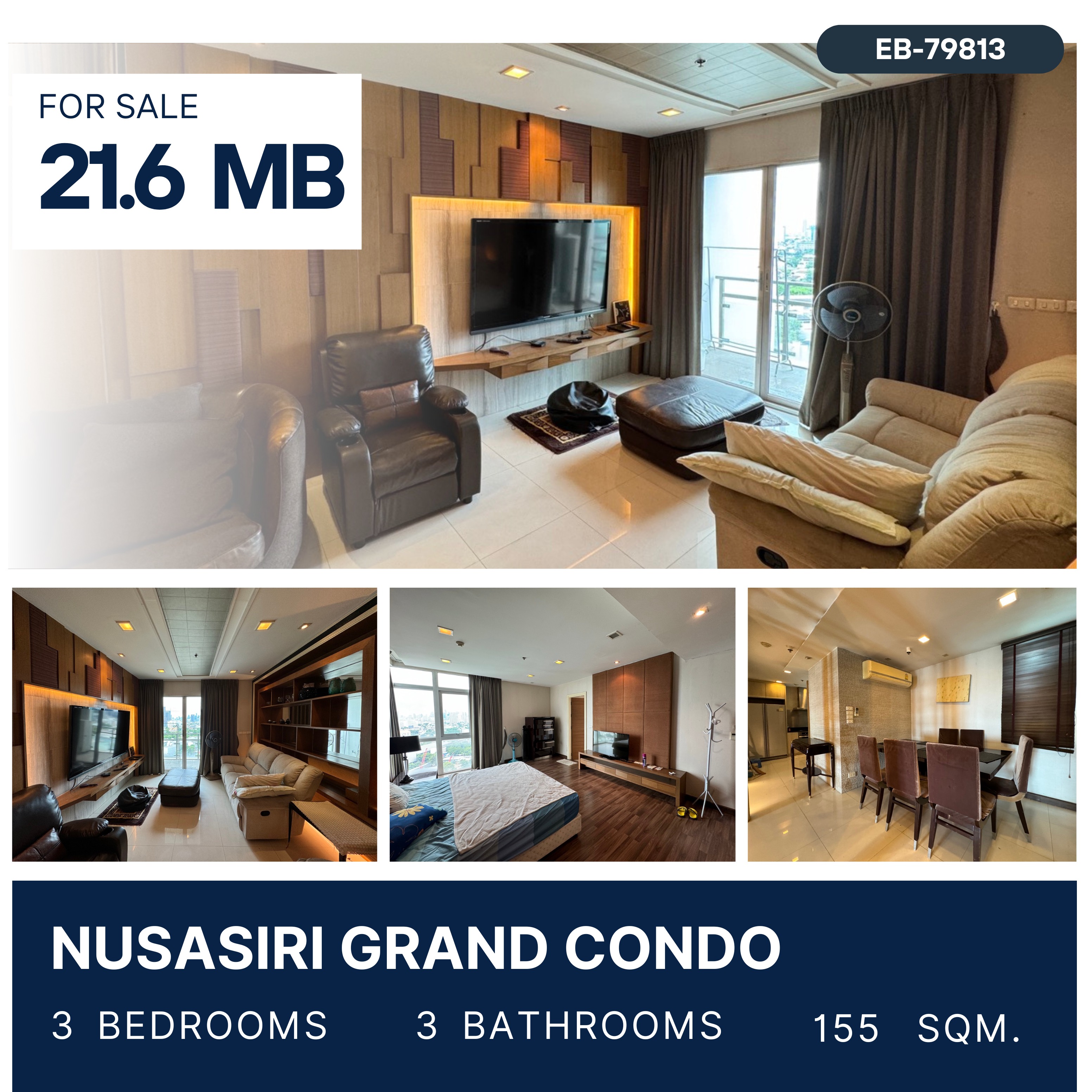 For SaleCondoSukhumvit, Asoke, Thonglor : Nusasiri Grand 3 ห้องนอนไซส์ใหญ่ Layout สวย ห้องหายาก 21.6 MB.