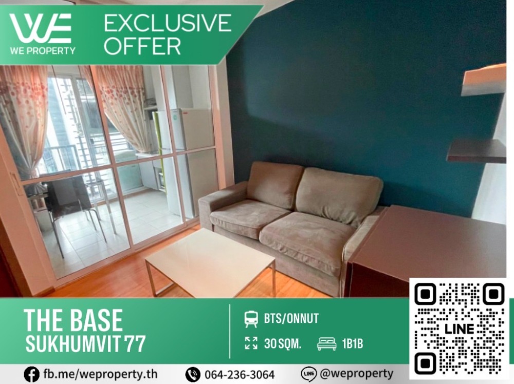 For SaleCondoOnnut, Udomsuk : Beautiful room, fully furnished with electrical appliances, very good price ⭐The Base Sukhumvit 77 (The Base Sukhumvit 77)