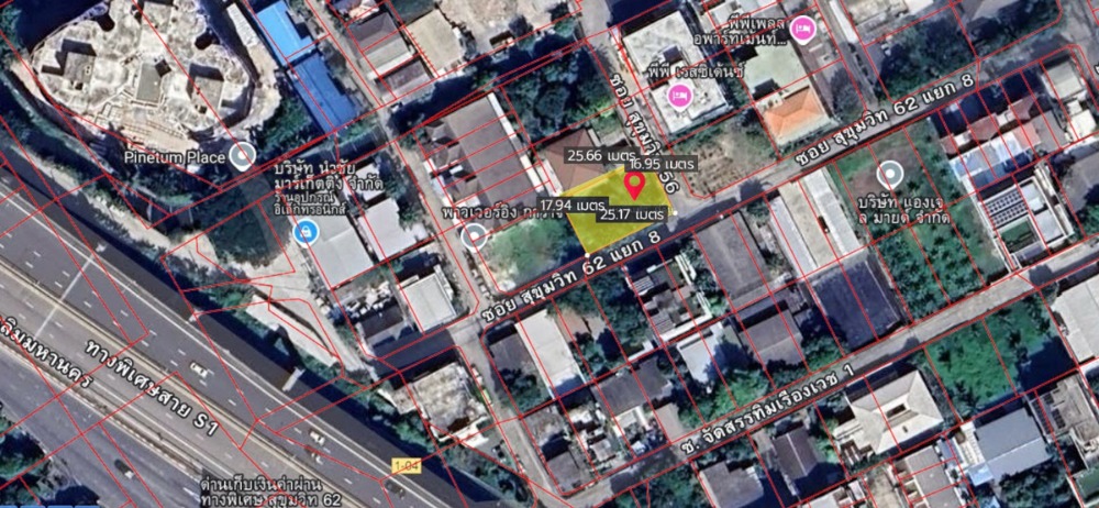 For RentLandOnnut, Udomsuk : Land for rent, Soi Sukhumvit 62, Intersection 8 (land located at the corner of Soi Sukhumvit 56), size 99 square wah, near BTS Bang Chak