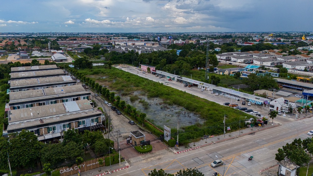 ขายที่ดินปทุมธานี รังสิต ธรรมศาสตร์ : ขายที่ดินสวย ทำเลดีมาก ด้านหน้าติดถนนบึงคำพร้อย ด้านหลังติดคลอง