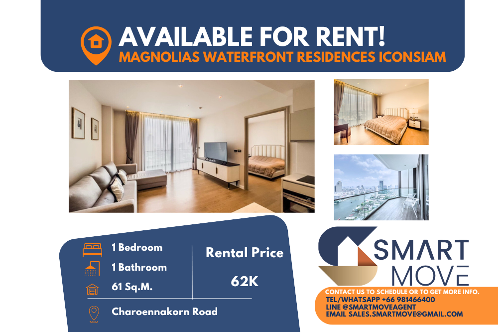 For RentCondoWongwianyai, Charoennakor : Code C20221205325..........Magnolias Waterfront Residences (ICONSIAM) for rent, 1 bedroom, 1 bathroom, high floor, fully furnished, ready to move in.