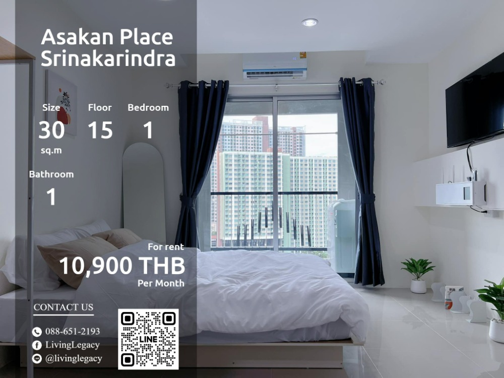 For RentCondoPattanakan, Srinakarin : LU25XXC2 Condo for rent Asakan Place Srinakarindra 30 sq m. 15th floor line id : @livinglegacy call : 088-651-2193