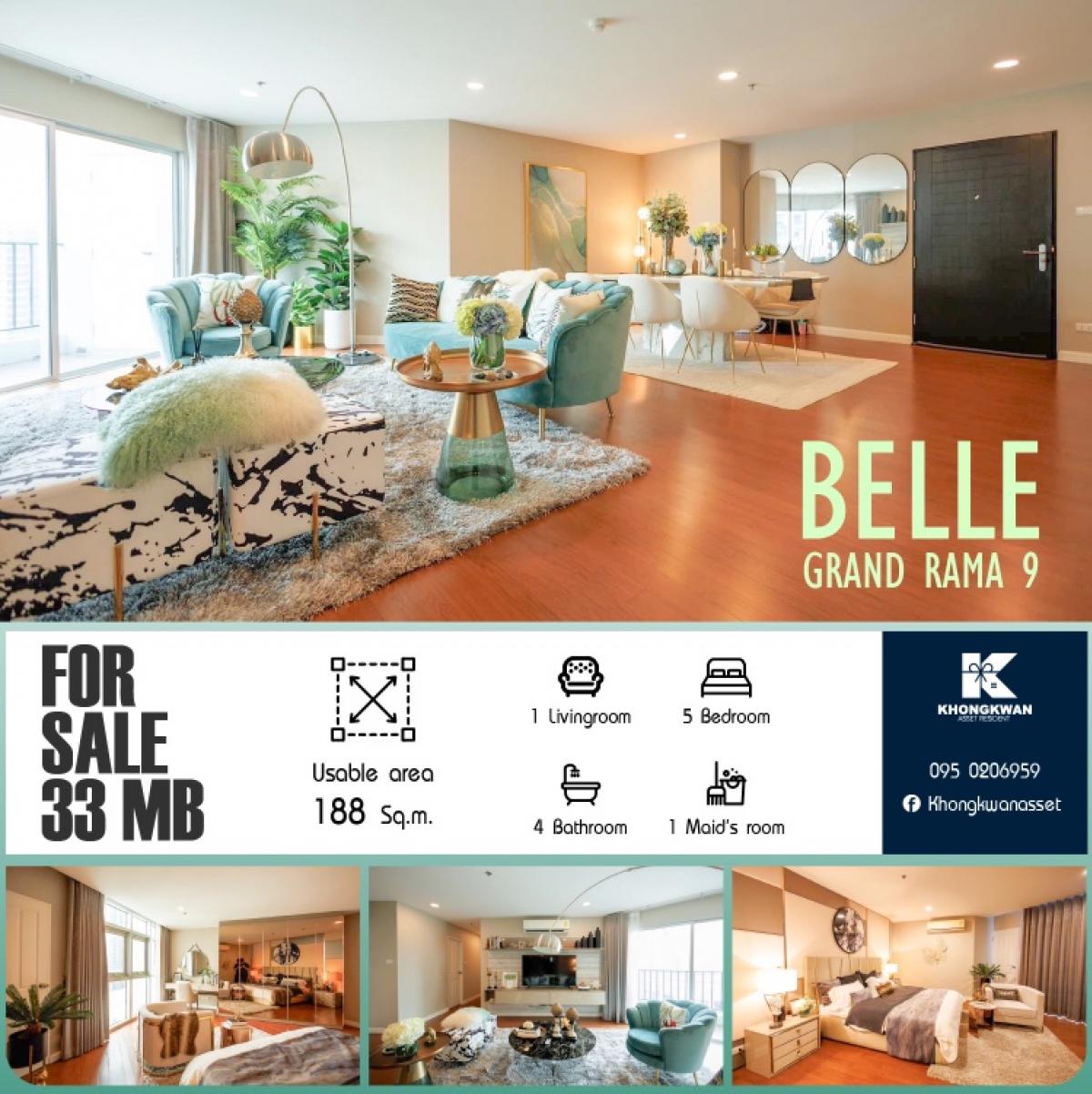 For SaleCondoRama9, Petchburi, RCA : 💢Urgent sale Belle Grand Rama 9💢⚜️Sample room for sale for only 33 million baht ⚜️#Foreclosure #Accepting agents