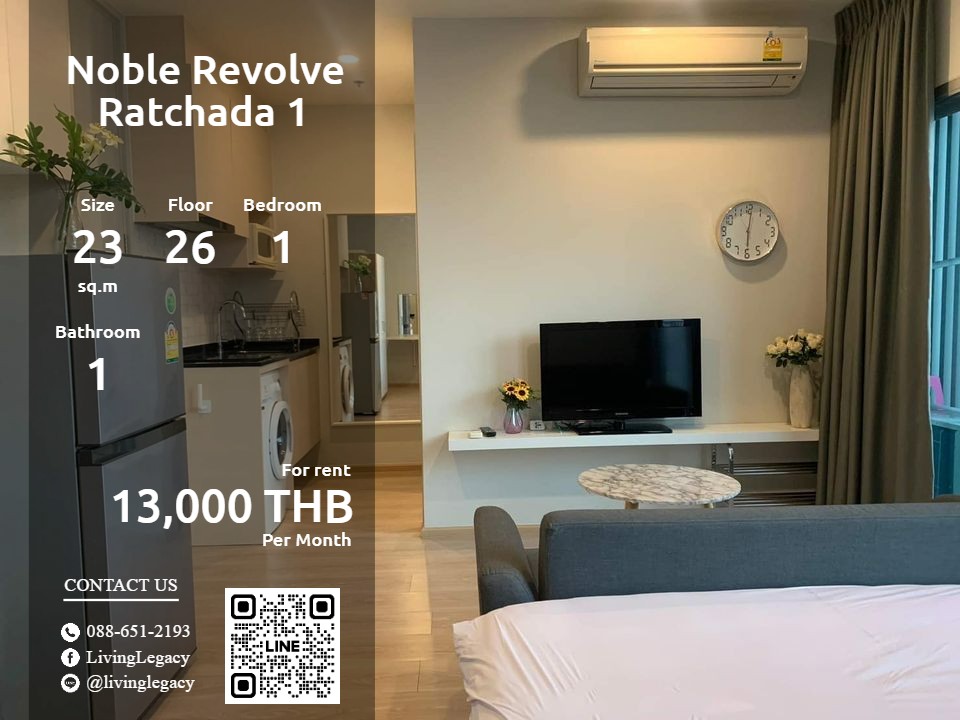 For RentCondoRatchadapisek, Huaikwang, Suttisan : SH42F6 Condo for rent Noble Revolve Ratchada 1 23 sq m. 26th floor line id : @livinglegacy tel : 088-651-2193