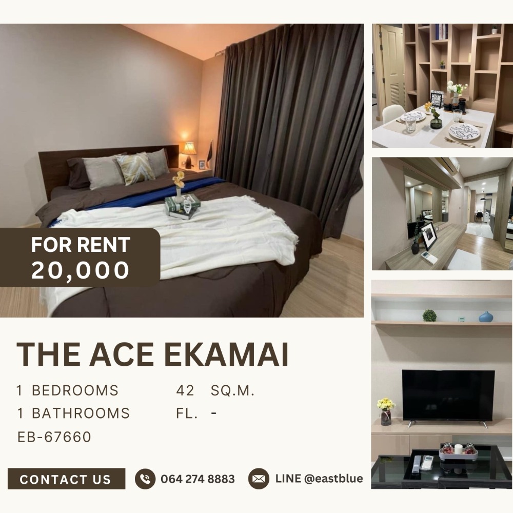 For RentCondoSukhumvit, Asoke, Thonglor : The ACE Ekamai, 1 bed, 16000 per month