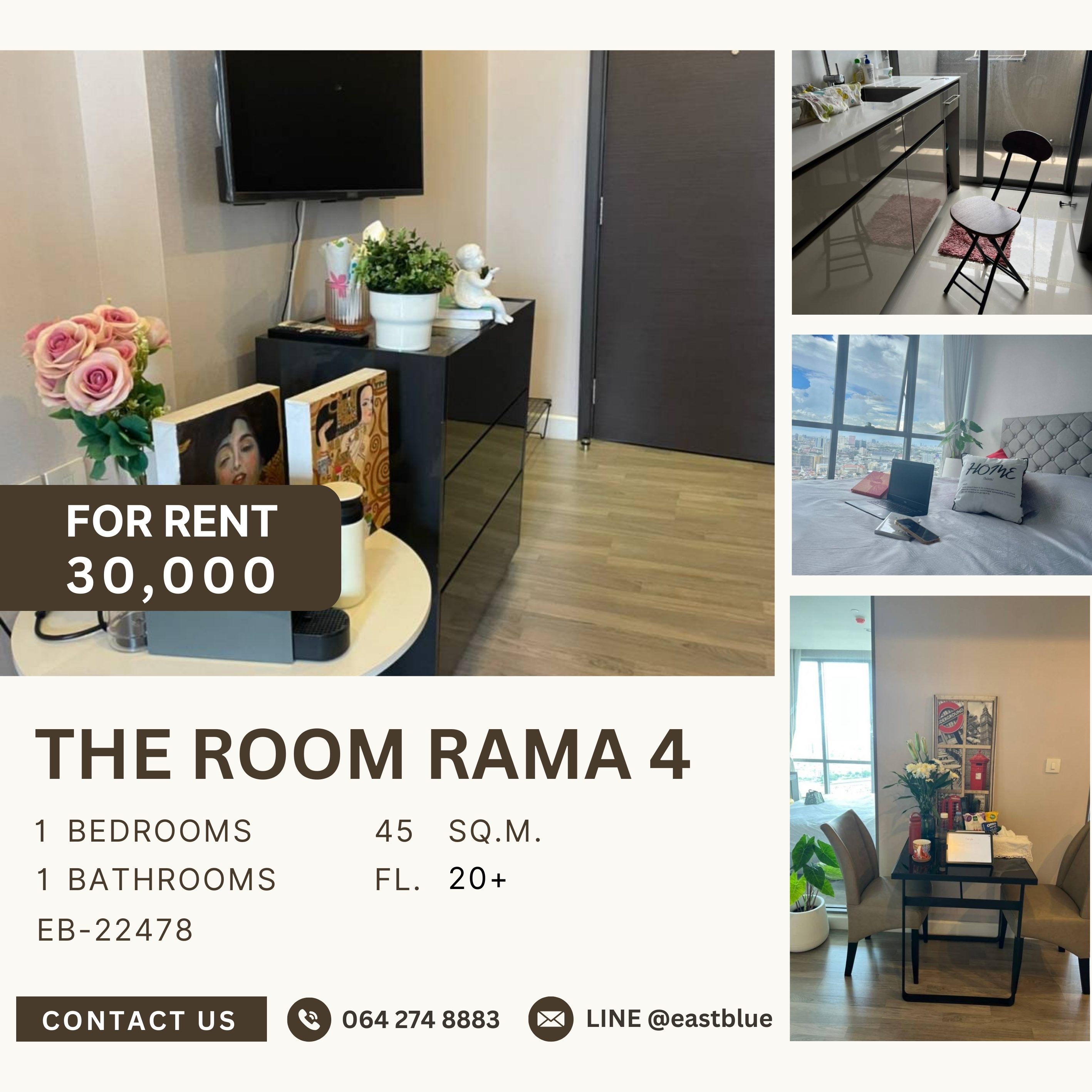 For RentCondoSiam Paragon ,Chulalongkorn,Samyan : The Room Rama 4, 1 bed, 30000 per month