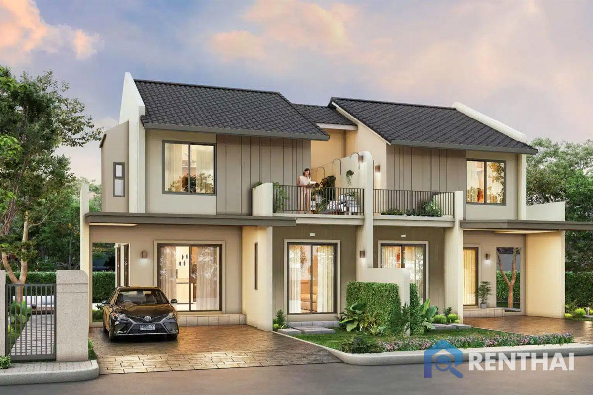 For SaleHousePattaya, Bangsaen, Chonburi : This elegant two-story home is designed for comfort