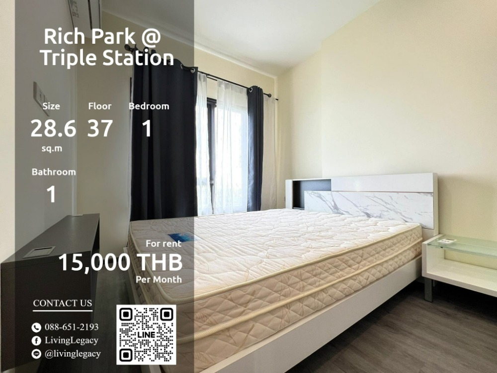 For RentCondoPattanakan, Srinakarin : SJ4DIA Condo for rent Rich Park @ Triple Station 28.6 sq m. 37th floor line id : @livinglegacy tel : 088-651-2193