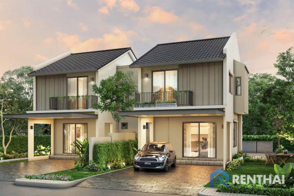 For SaleTownhousePattaya, Bangsaen, Chonburi : This elegant two-story home is designed for comfort