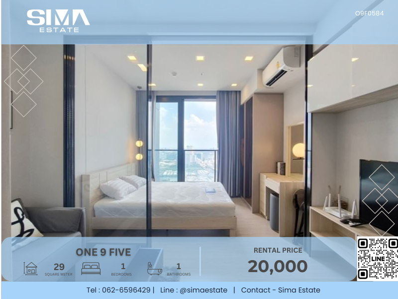 For RentCondoRama9, Petchburi, RCA : For rent ☁️One 9 Five☁️Beautiful room, high floor, well decorated, ready to move in☀️