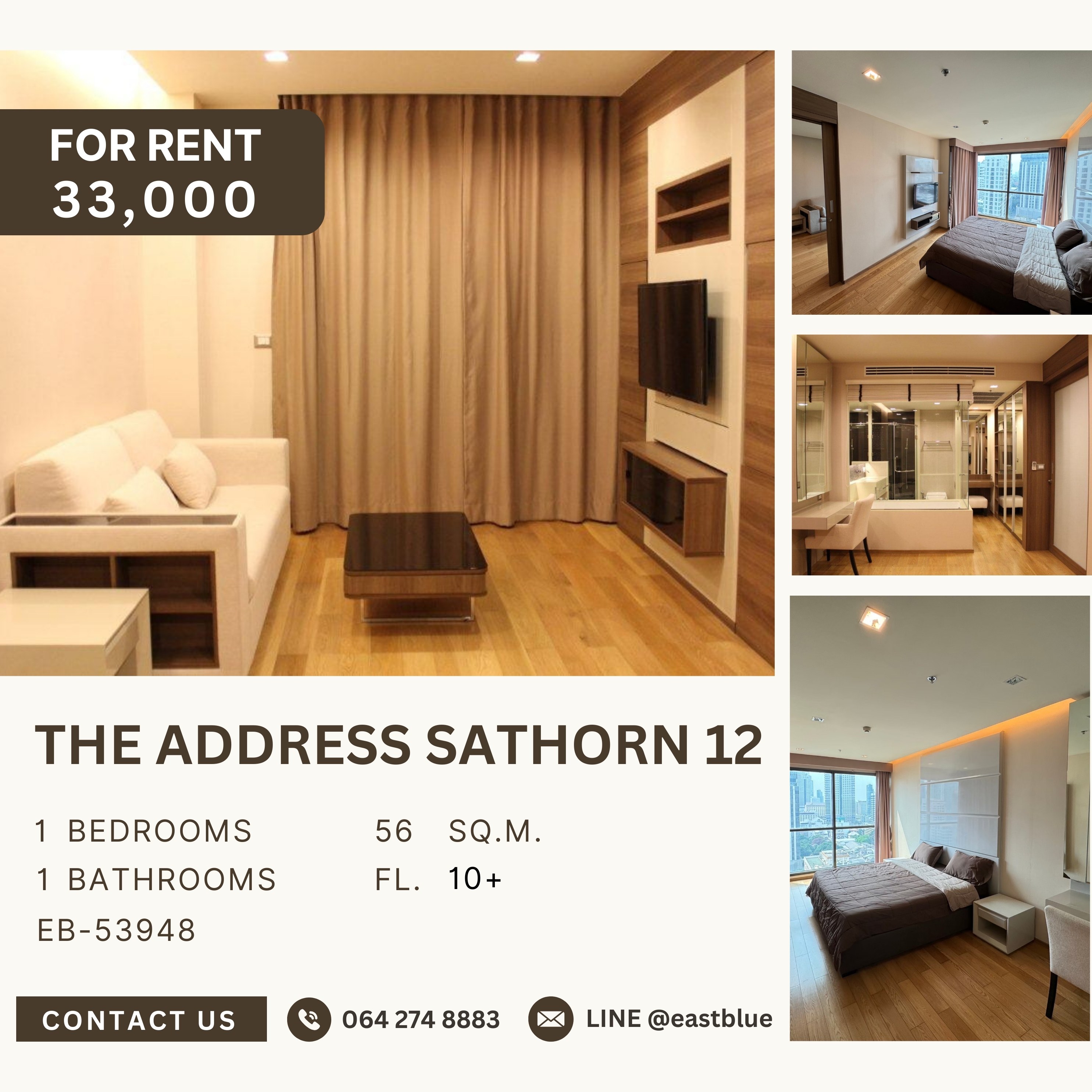 For RentCondoSathorn, Narathiwat : The Address Sathorn 12, 1 bed, 33000 per month