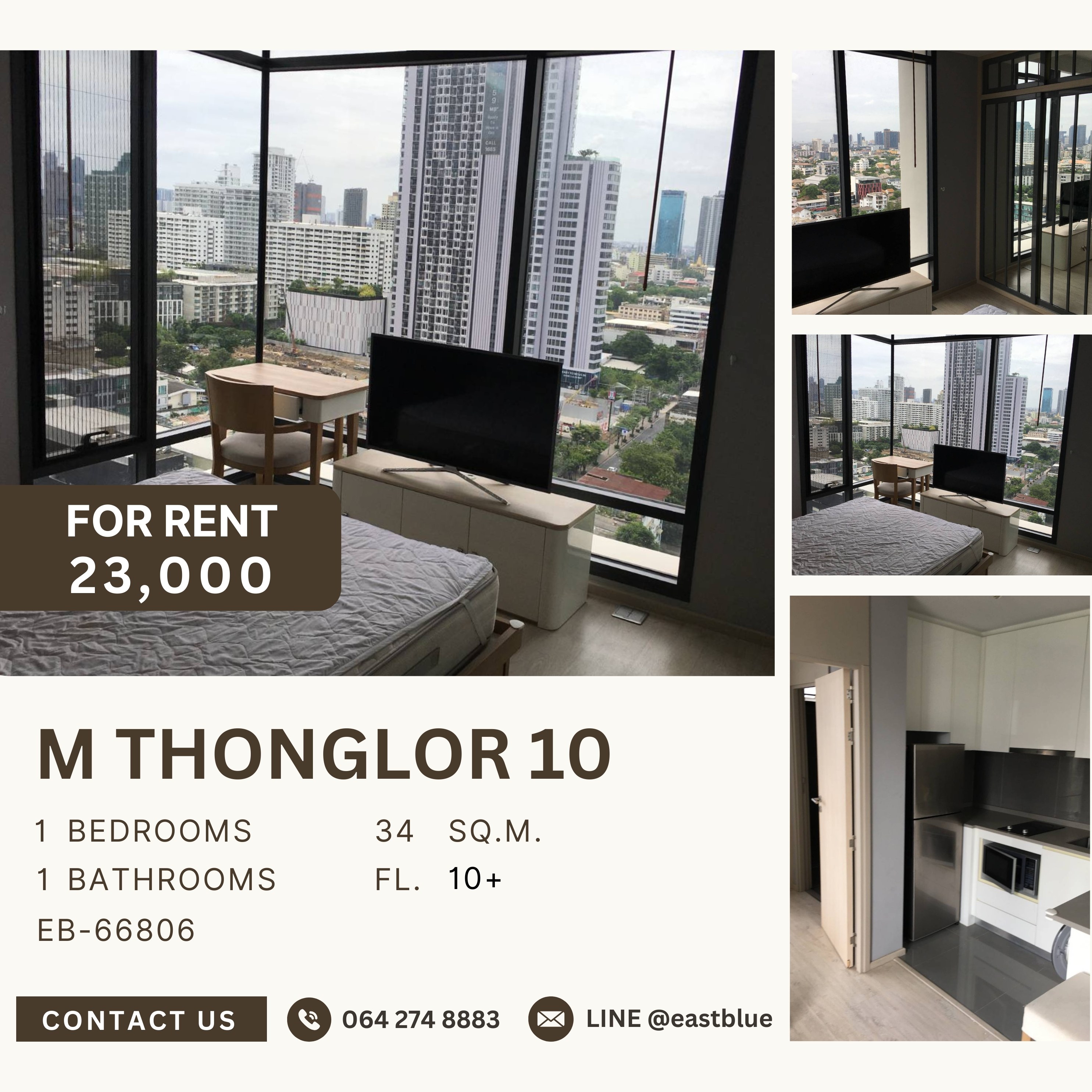 For RentCondoSukhumvit, Asoke, Thonglor : M Thonglor 10, 1 bed, 23000 per month