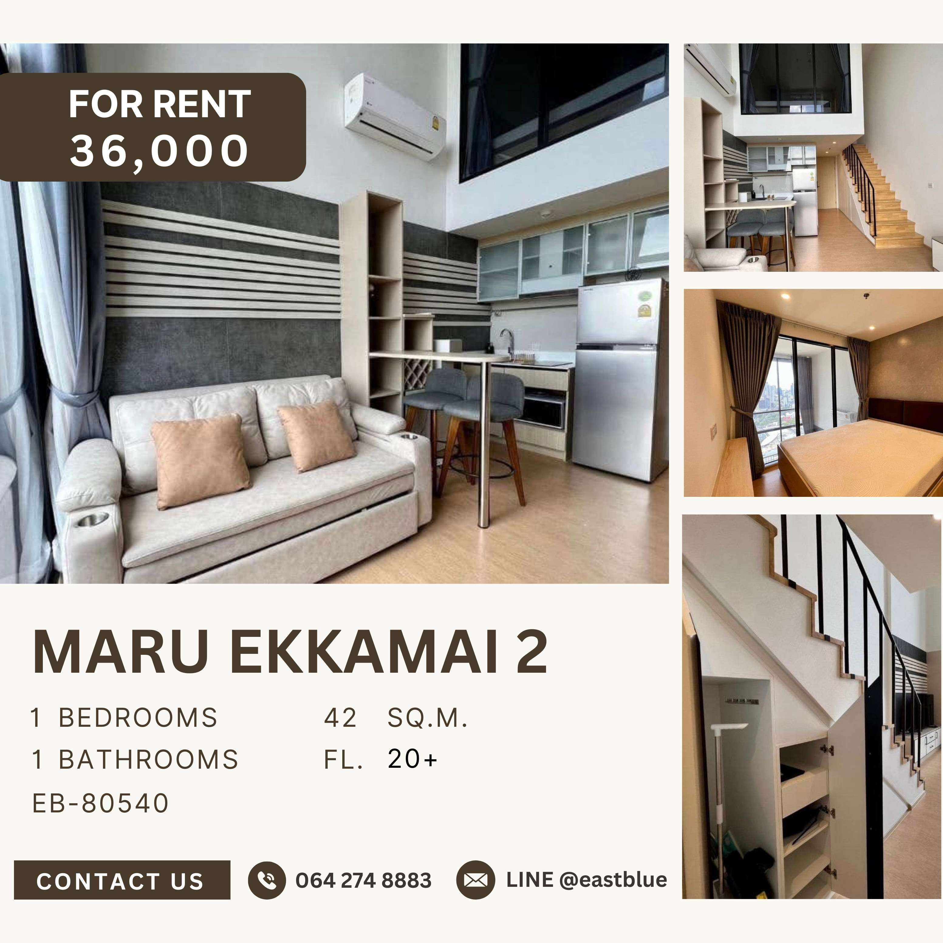 For RentCondoSukhumvit, Asoke, Thonglor : Maru Ekkamai 2, 1 bed, 36000 per month