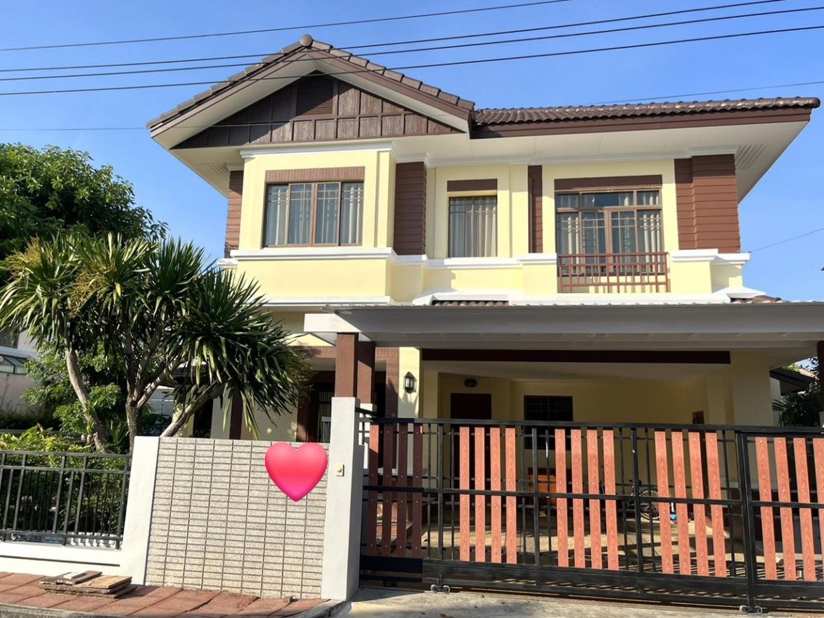 For RentHouseNonthaburi, Bang Yai, Bangbuathong : 2-storey detached house for rent, 75 sq m, located at Sanambinnam, near the Government Lottery Office