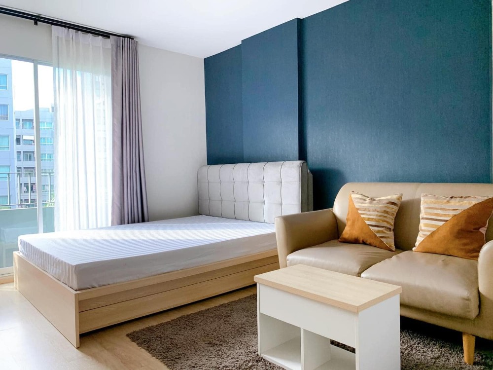 For RentCondoOnnut, Udomsuk : 🍀⭐FOR RENT>> Elio Del Ray Sukhumvit 64>> Studio room size 25 sq m. 5th floor, swimming pool view, new condition, wall paper attached to the whole room #LV-MO849