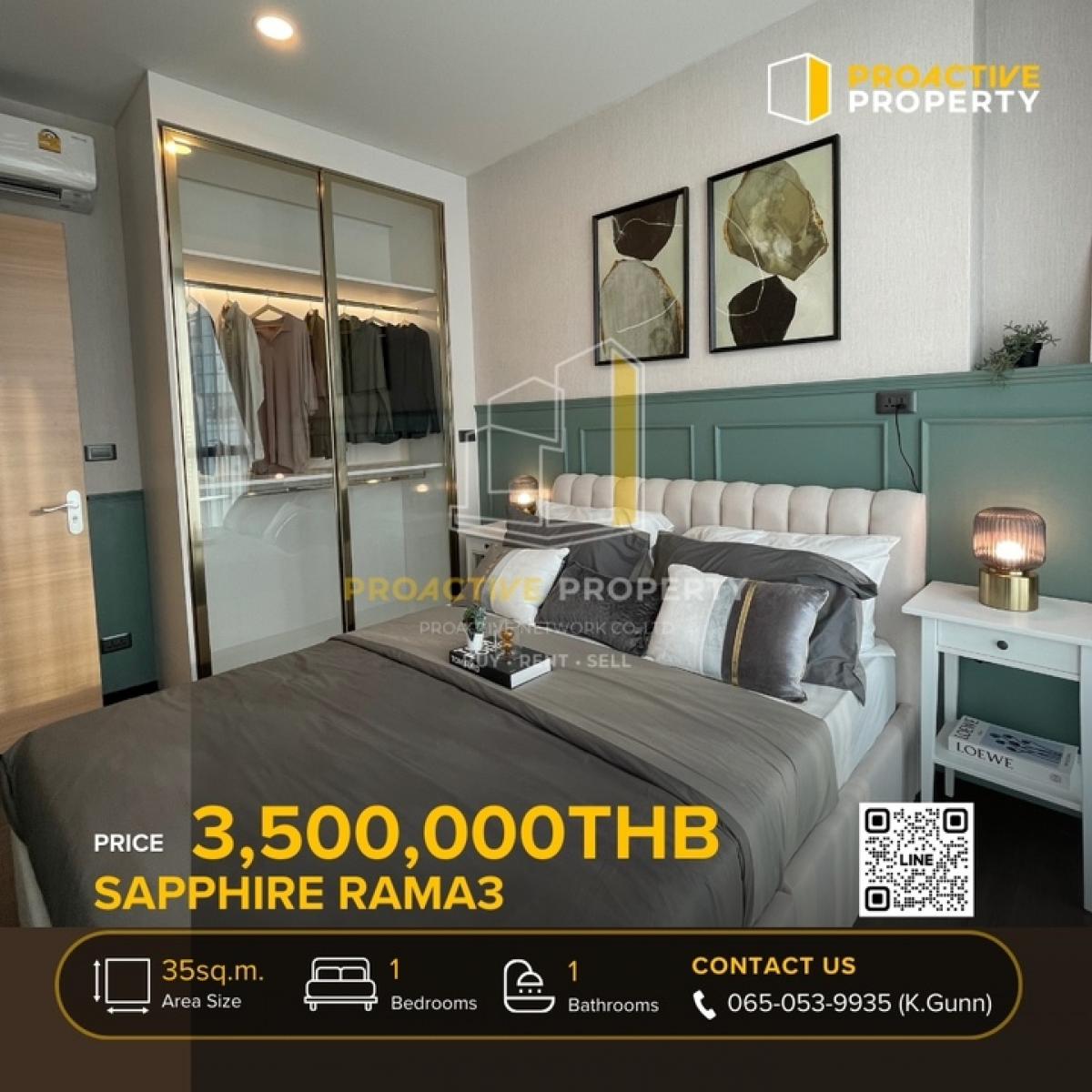 ขายคอนโดพระราม 3 สาธุประดิษฐ์ : Urgent 1BR River view with Spacial Promotion Call 065-053-9935 Gunn