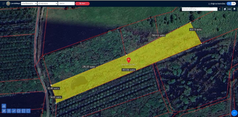 For SaleLandNakhon Si Thammarat : Land for sale in Nakhon Si Thammarat, Phra Phrom District, Chang Sai Subdistrict, 13 rai 46 square wa, suitable for agriculture.