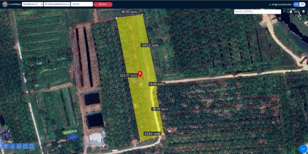 For SaleLandNakhon Si Thammarat : For sale: Oil palm plantation, 5 rai, 1 ngan, 74.7 square wa, Tha Ruea Subdistrict, Mueang Nakhon Si Thammarat District, Nakhon Si Thammarat Province