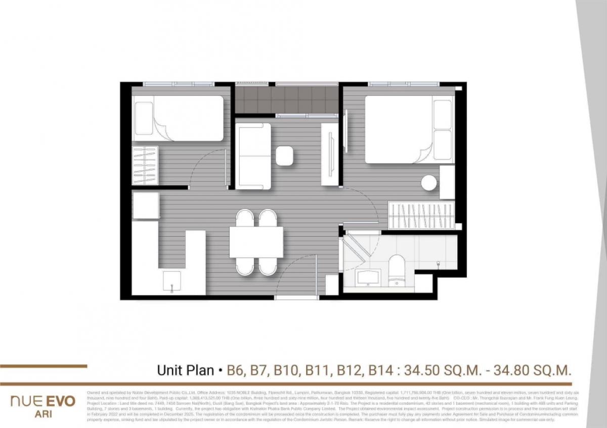 For SaleCondo : ขายเท่าทุน Sale Nue Evo Ari 2 bed 1 bath