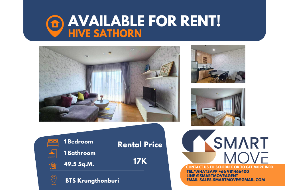 For RentCondoWongwianyai, Charoennakor : 🔥FOR RENT !! 🔥Code C20230111311..........Hive Sathorn, 1 bedroom, 1 bathroom, South Facing, high floor 27+, Prime Area, furnished, ready to move in📢📢