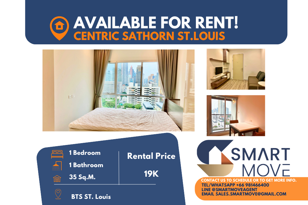 For RentCondoSathorn, Narathiwat : 🔥FOR RENT !! 🔥Code C20221200227..........Centric Sathorn - St. Louis, 1 bedroom, 1 bathroom, high floor 15+, furnished, ready to move in 📢📢