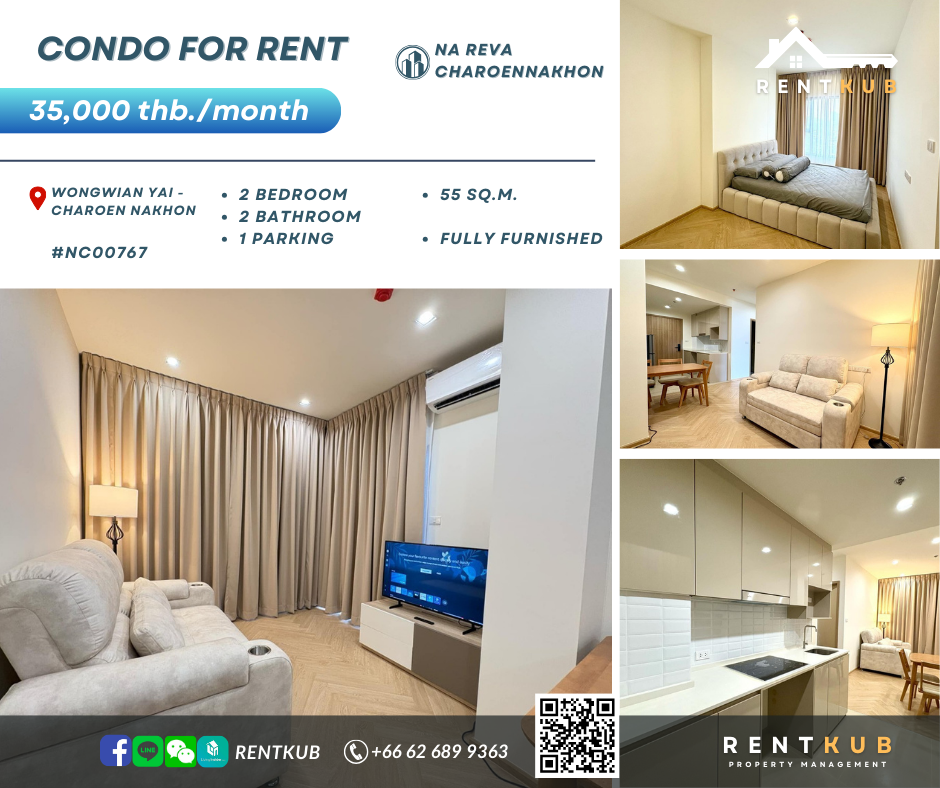 For RentCondoWongwianyai, Charoennakor : NC00767 Condo for rent at Riva Charoen Nakhon, 1 Bebroom Plus, 1 bathroom, only 35,000