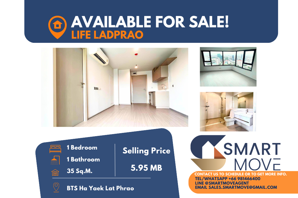 For SaleCondoLadprao, Central Ladprao : 💥FOR SALE !! Rare Item !! 💥Code C20241000068.......Life Ladprao, 1 bedroom, 1 bathroom, high floor 40+, city view, North Facing, Partly furnished, Special Deal!!