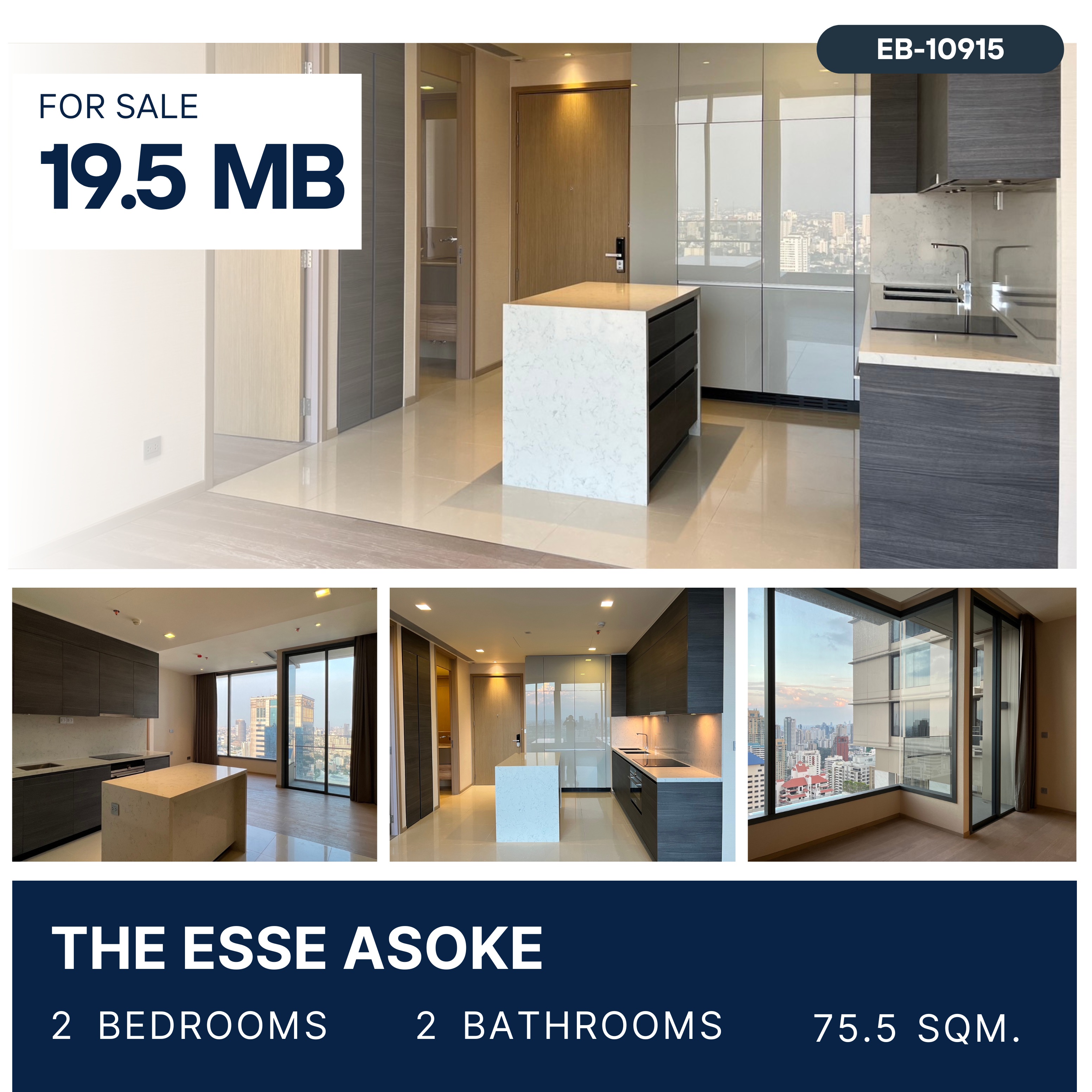 ขายคอนโดสุขุมวิท อโศก ทองหล่อ : The Esse Asoke ห้องเปล่า ทิศตะวันออก วิวโล่ง ไม่ร้อน 19.5. MB.