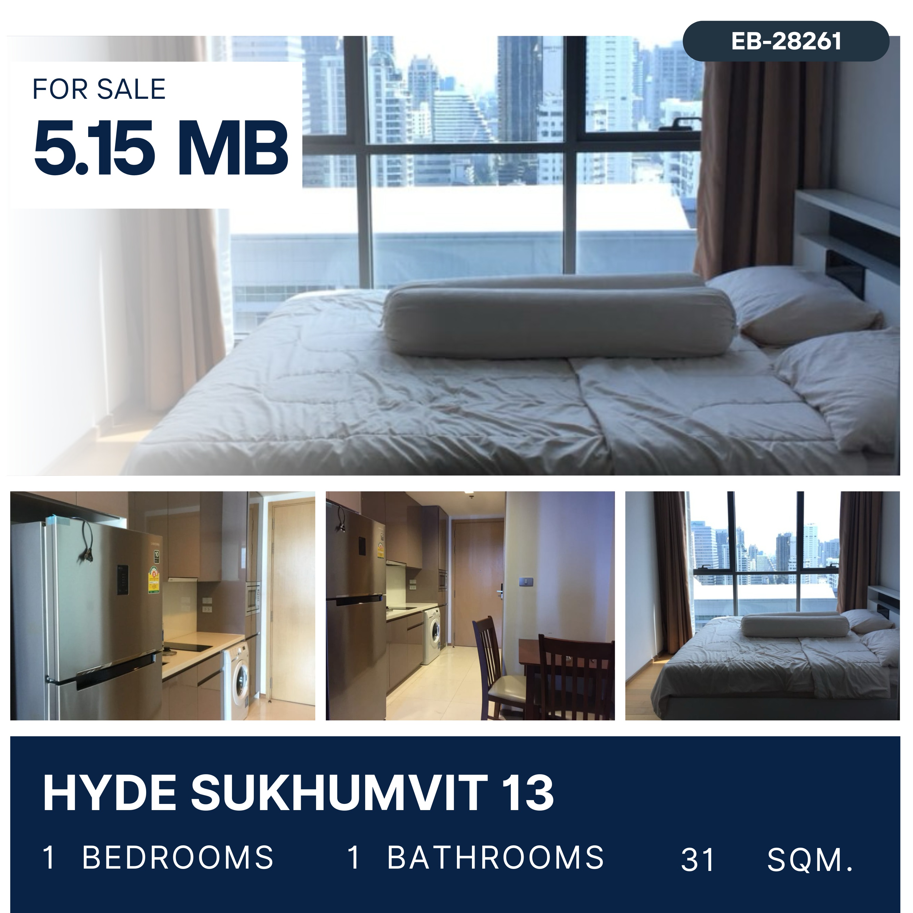 For SaleCondoNana, North Nana,Sukhumvit13, Soi Nana : Hyde Sukhumvit 13 1 ห้องนอน ราคาดี ใกล้รถไฟฟ้า BTS นานา เพียง 200 ม. 5.15 MB.