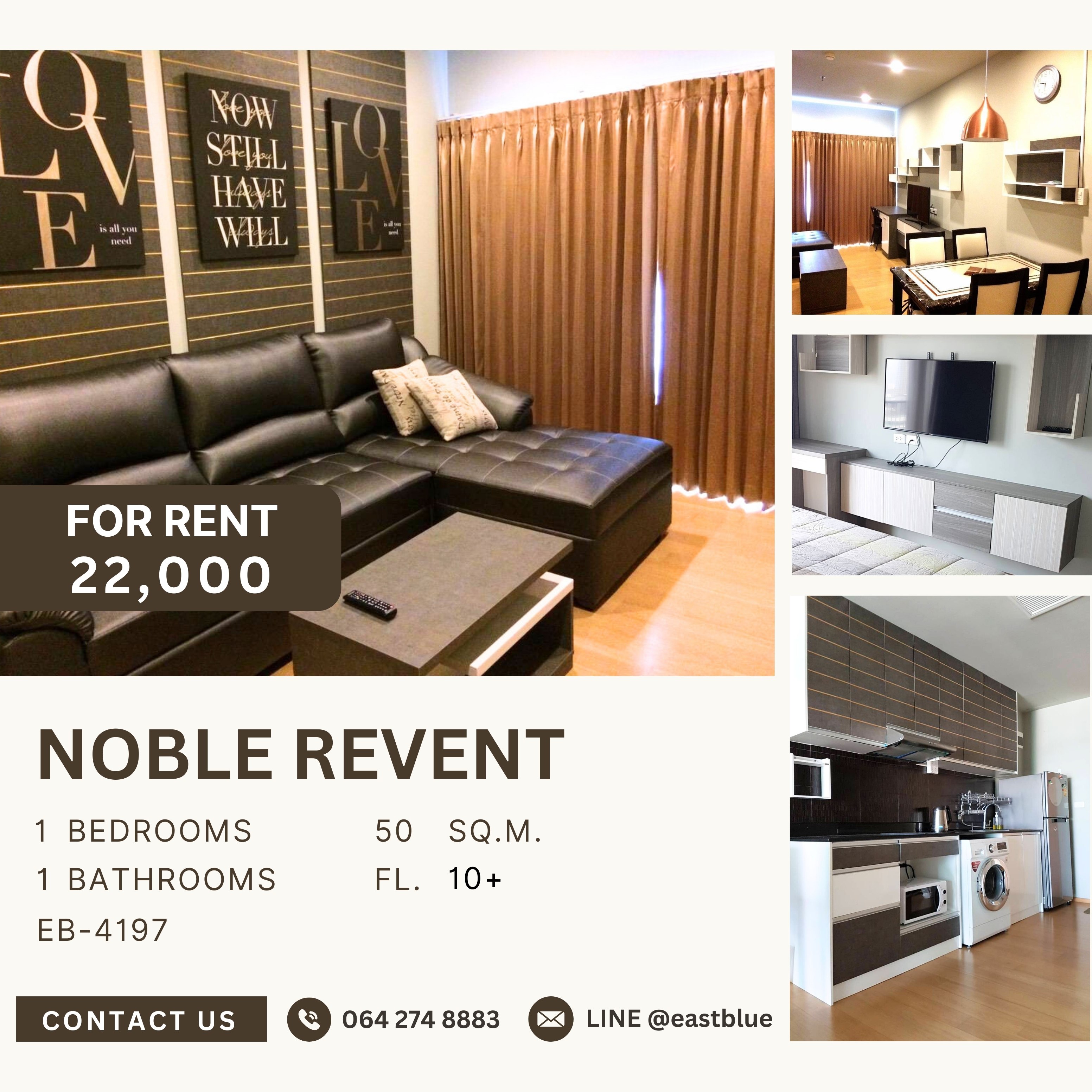 For RentCondo : Noble Revent, 1 bed, 22000 per month