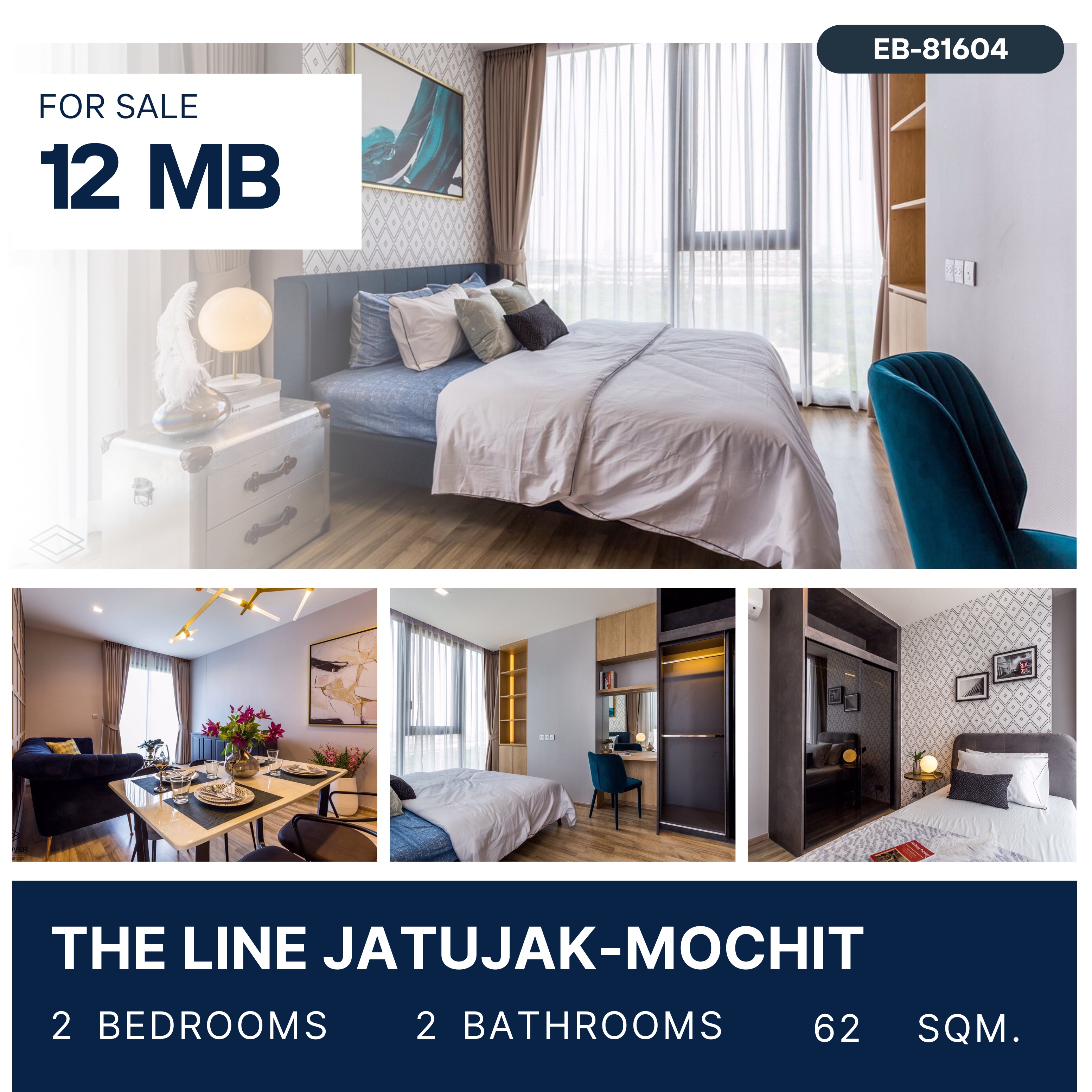 ขายคอนโดสะพานควาย จตุจักร : The Line Jatujak-Mochit 2 ห้องนอน ราคาดี เลี้ยงสัตว์ได้ไม่ต้องแอบ มีส่วนกลางให้สัตว์เลี้ยง ห้องชั้นสูง 12 MB.