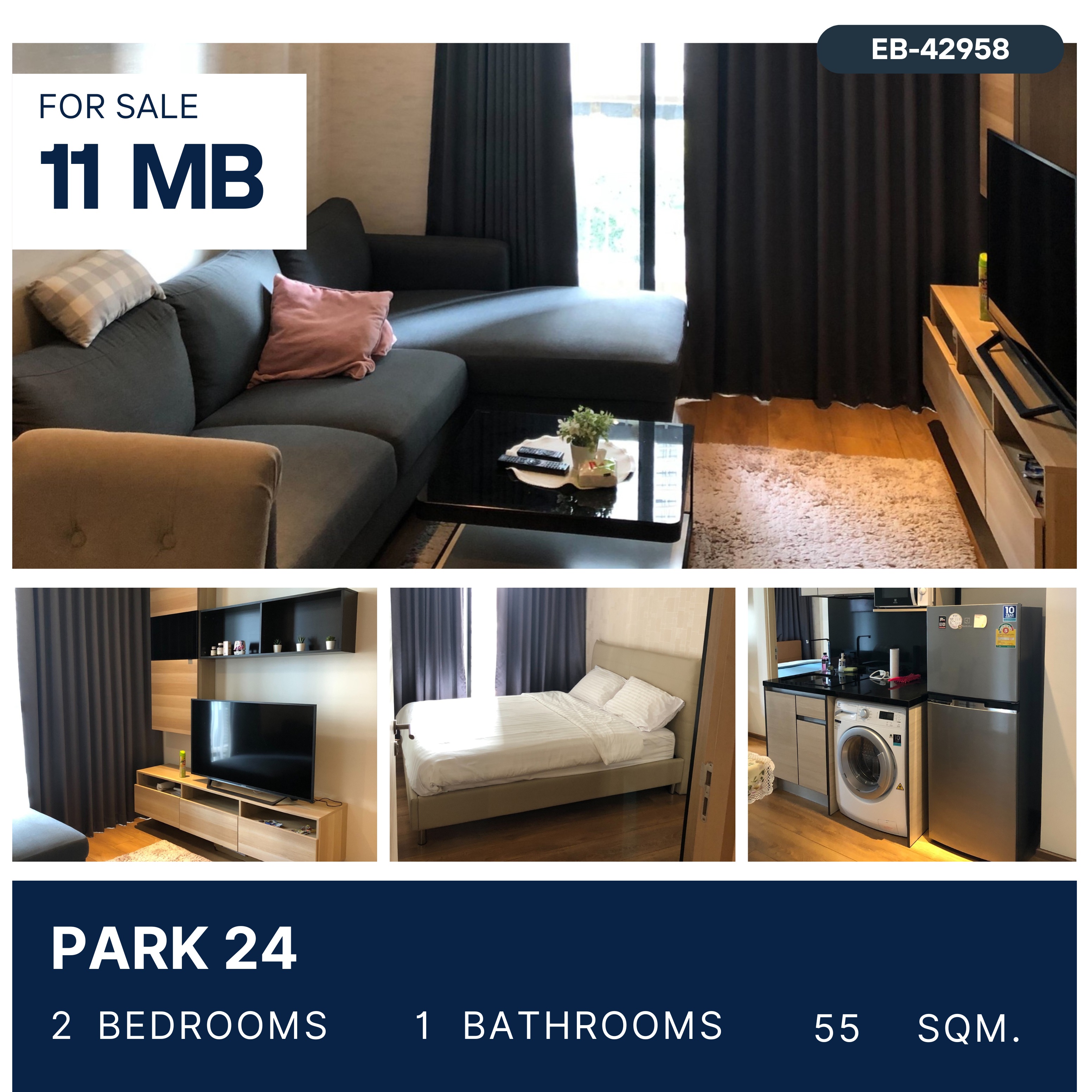 ขายคอนโดสุขุมวิท อโศก ทองหล่อ : Park 24 2 Bed ใกล้รถไฟฟ้า BTS พร้อมพงษ์ ห้องสวย สภาพดี 11 MB.