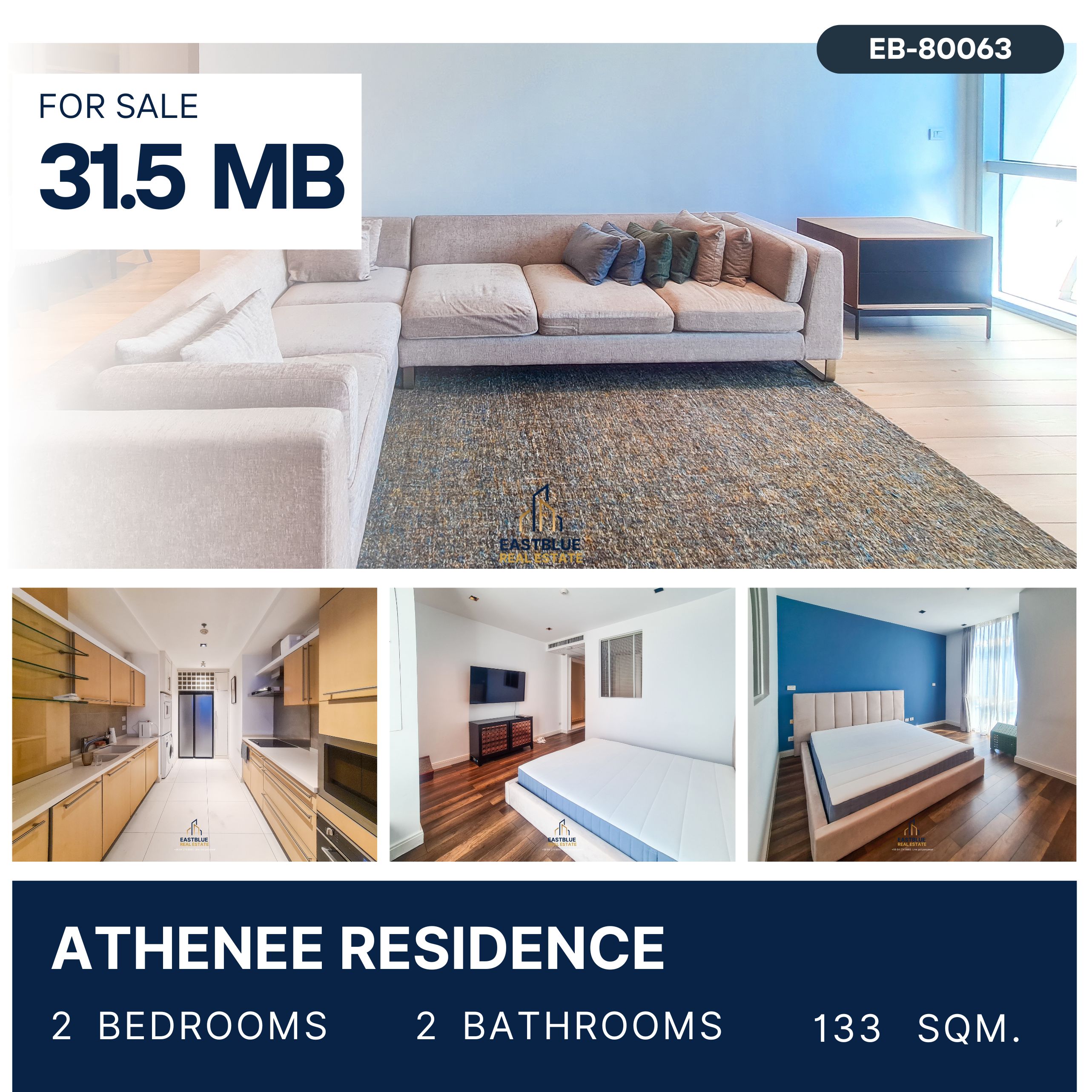 For SaleCondoWitthayu, Chidlom, Langsuan, Ploenchit : Class is Permanent, 2bedroom corner unit at Athenee residence ploenchit