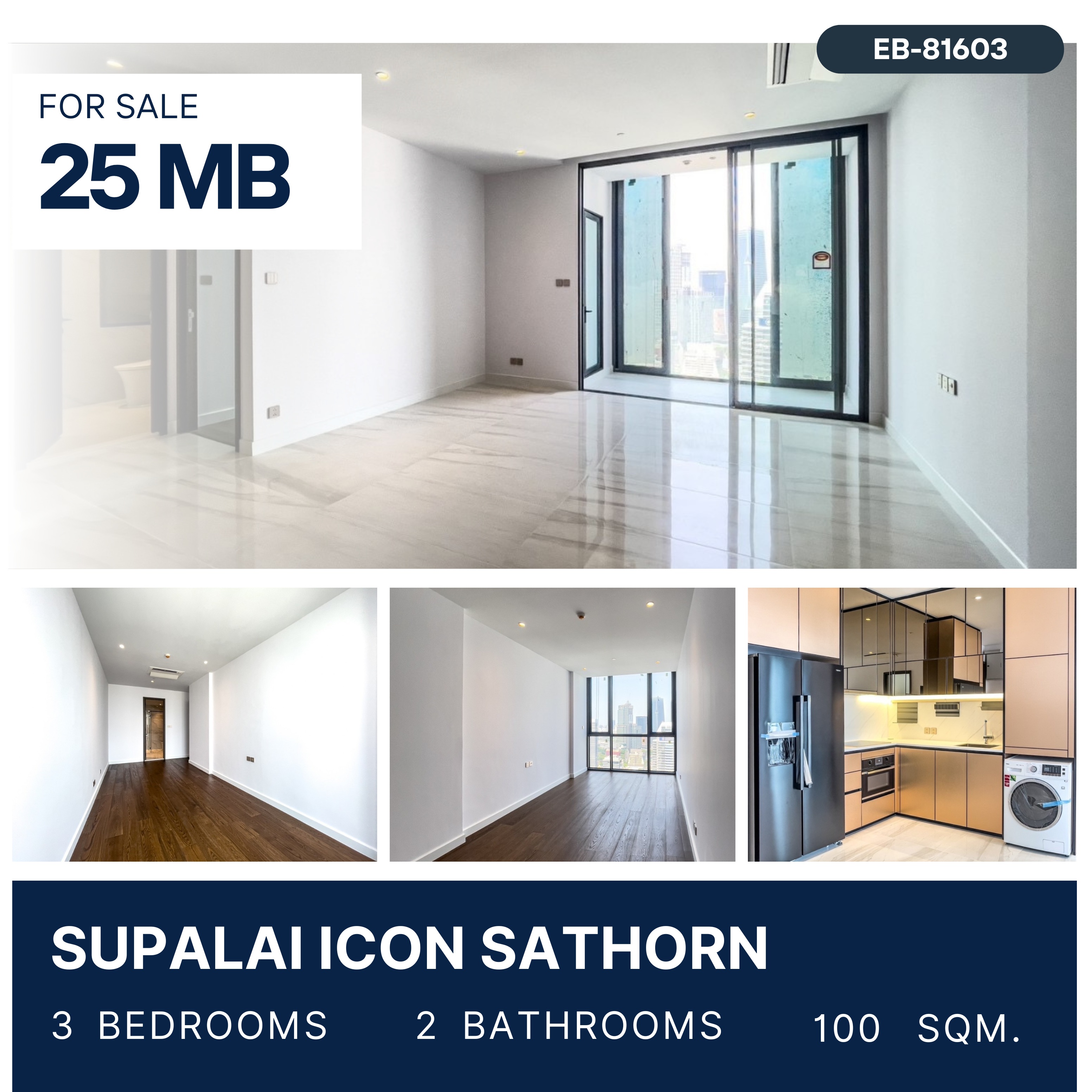 For SaleCondoSathorn, Narathiwat : ขาย Supalai Icon Sathorn 3 ห้องนอน ไซส์ 100 ตรม ห้องดี ชั้นสูง วิวสวยมาก