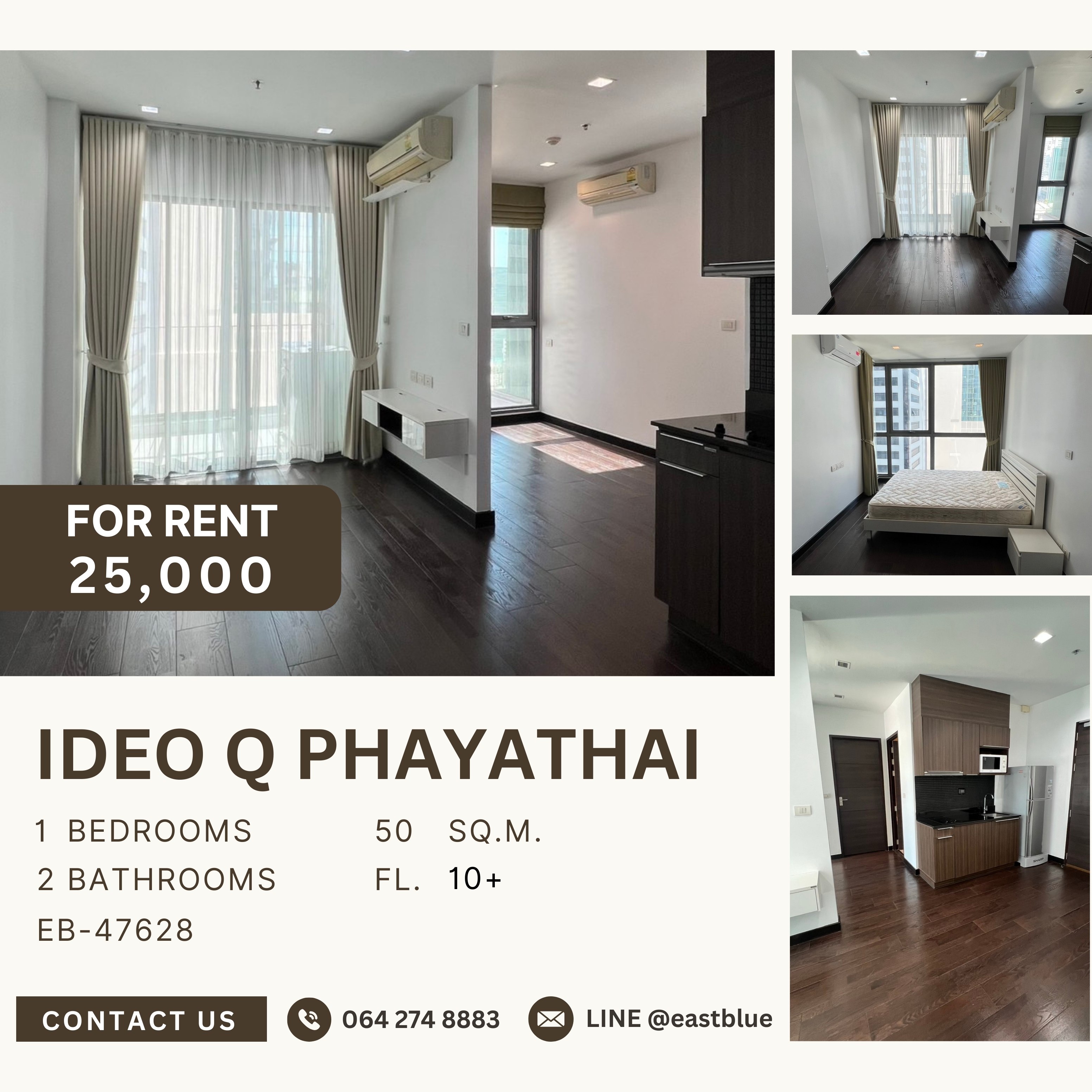 For RentCondoRatchathewi,Phayathai : Ideo Q Phayathai, 1 bed, 25000 per month